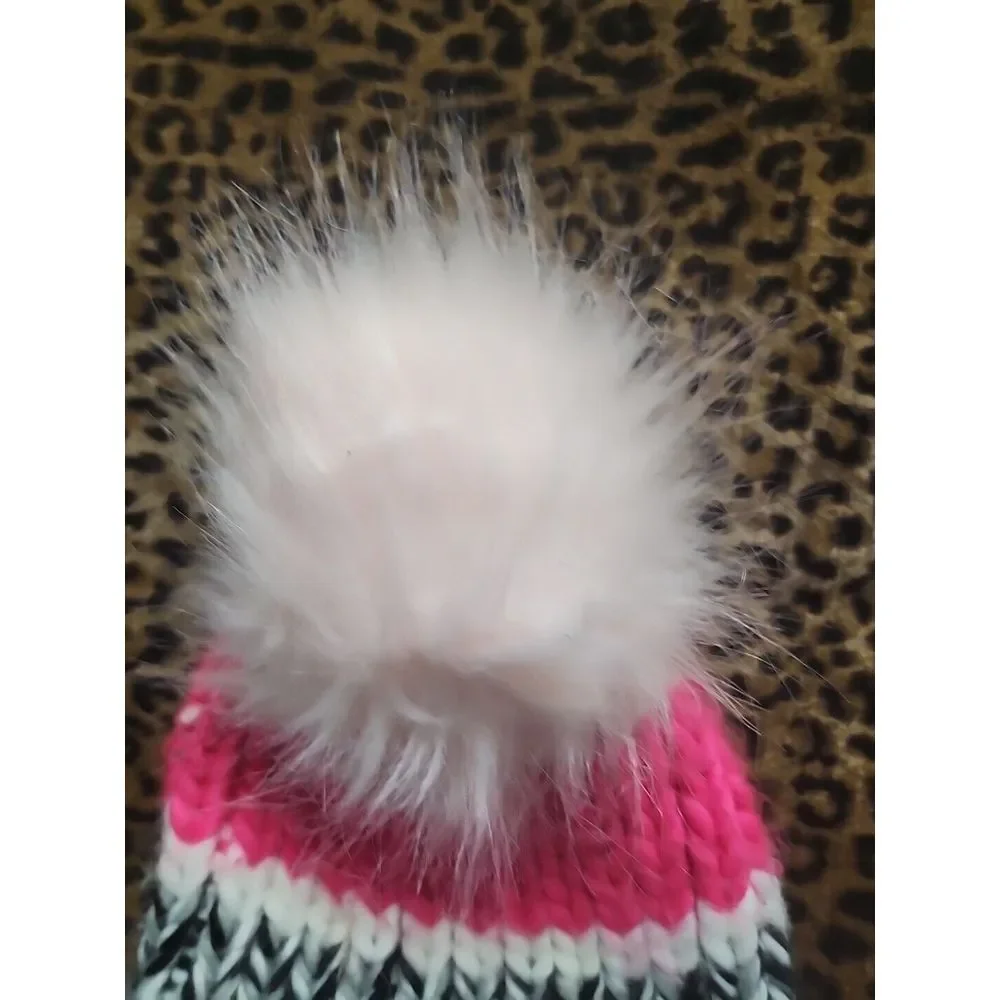 Girls JUSTICE Pink Hat‎ Beanie Pom Pom, One Size
